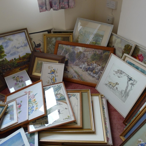 57 - A large quantity of miscellaneous pictures, prints, frames and wall mirrors etc. (located in room 19... 