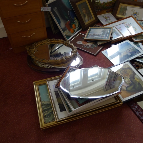 57 - A large quantity of miscellaneous pictures, prints, frames and wall mirrors etc. (located in room 19... 