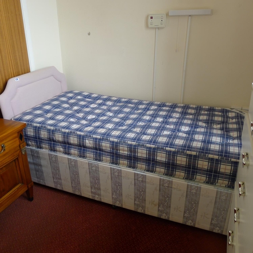 58 - A quantity of misc general bedroom furniture including; a single bed with mattress, two chests of dr... 