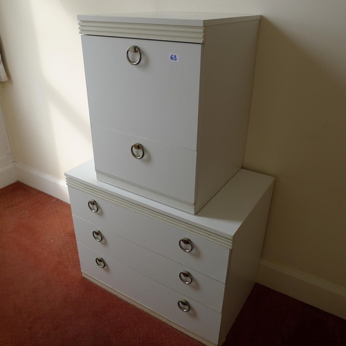 63 - A quantity of misc general bedroom furniture including; a single bed, 3 chest of drawers, a wardrobe... 