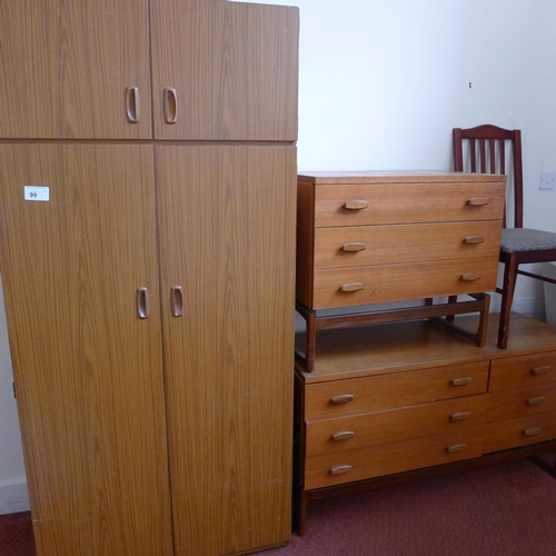 99 - A quantity of misc general bedroom furniture including; wardrobes, chest of drawers and a pink flora... 