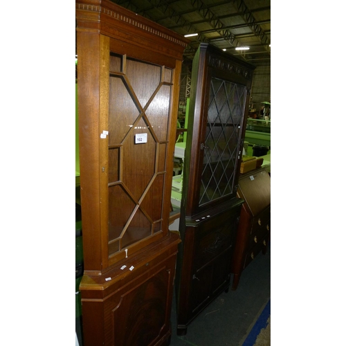 102 - 2 reproduction wooden corner cabinets