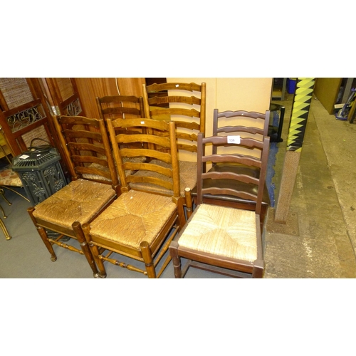 136 - two matching dark wood dining chairs with different seat pads