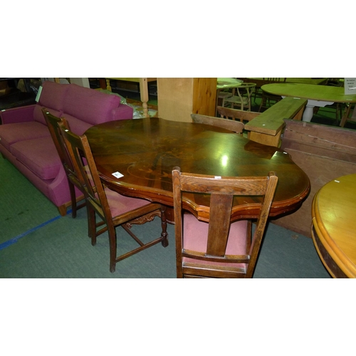 146 - 1 reproduction style wooden table and 3 dining chairs