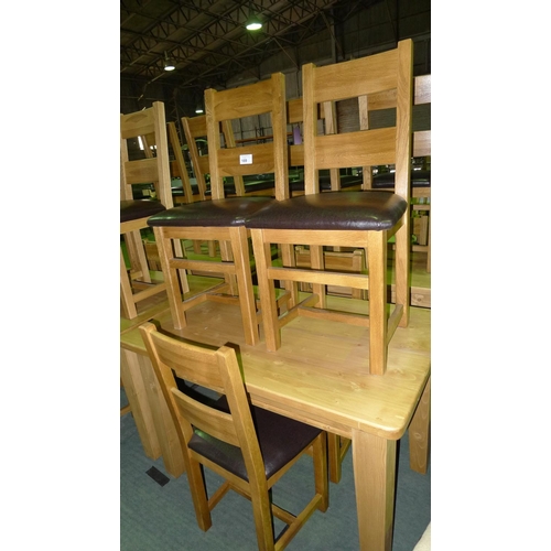 189 - 4 oak ladder back dining chairs with brown upholstered seat pads