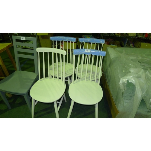 195 - 4 cream painted spindle back dining chairs