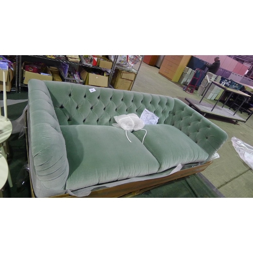 196 - A good quality unused sofa by Tetrad type Truffle Midi 3 Velvet Duck Egg 17. RRP region of £1000