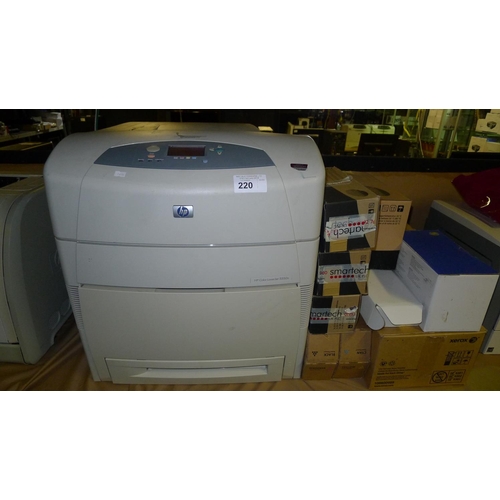 220 - A large office printer by HP type colour LaserJet 5550N,  this unit comes with various toners - trad... 