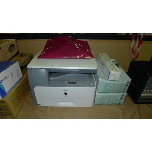 221 - One office multifunction printer by Canon type IR 1020, this unit comes with various toner cartridge... 