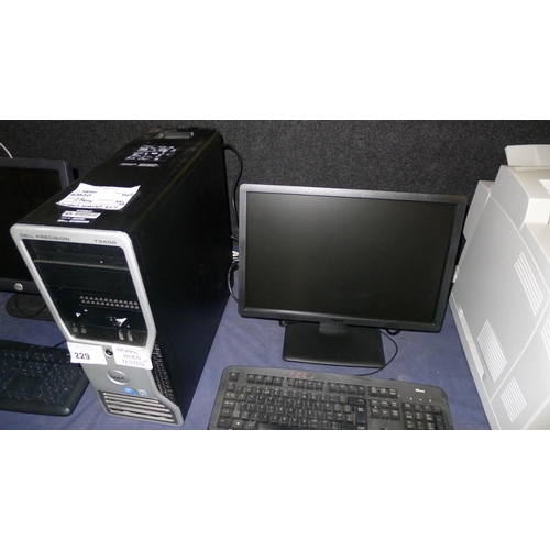 229 - A Dell desktop PC type precision t3500 with xeon w3530 2.8GHZ CPU, 6 GB RAM, 500GB hard disk drive, ... 