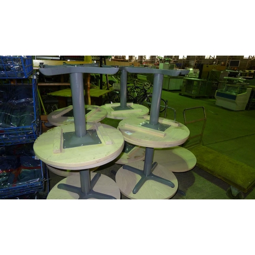 34 - 13 small circular wooden tables