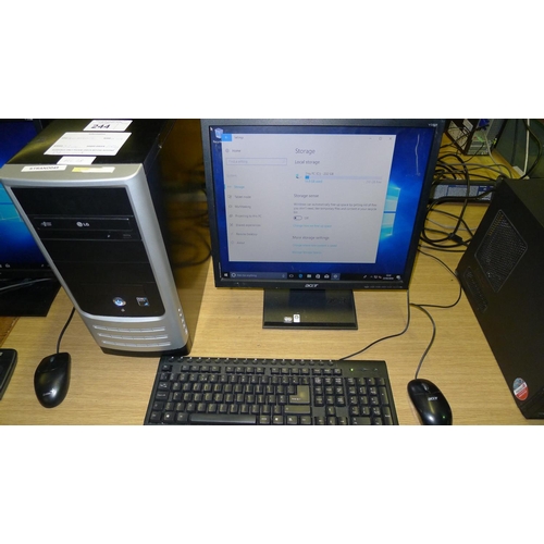 244 - 1 desktop computer which features an AMD athlon II 3.2 gigahertz processor 4GB RAM 250gb hard disk d... 