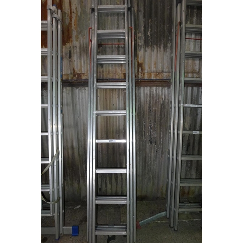 2064 - A set of triple extending aluminium ladders by Hailo type  Profilot (9 tread)