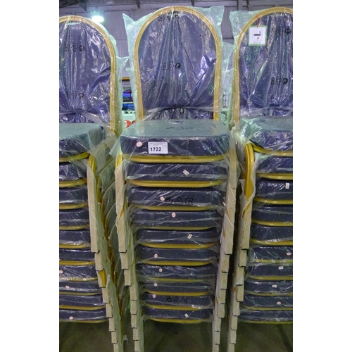 1722 - 10 blue upholstered banqueting type stacking chairs