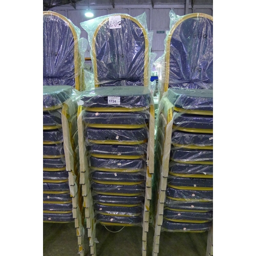 1724 - 10 blue upholstered banqueting type stacking chairs