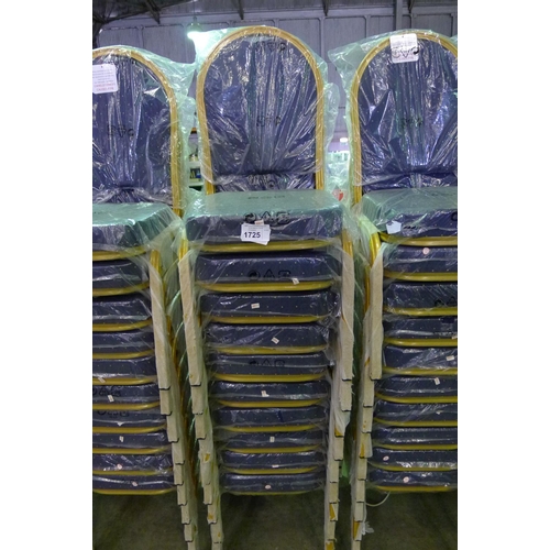 1725 - 10 blue upholstered banqueting type stacking chairs