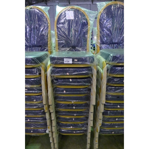 1726 - 10 blue upholstered banqueting type stacking chairs