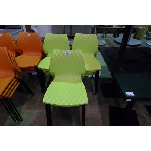 1731 - 14 plastic lime green stacking chairs