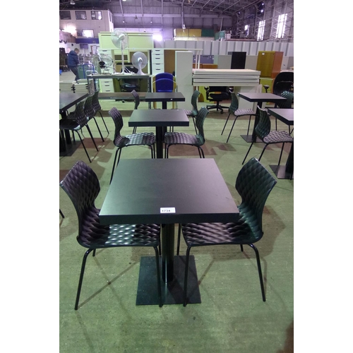 1734 - 6 black plastic stacking chairs