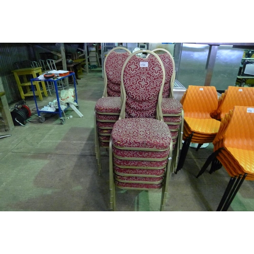 1740 - 18 red patterned upholstered stacking banqueting chairs