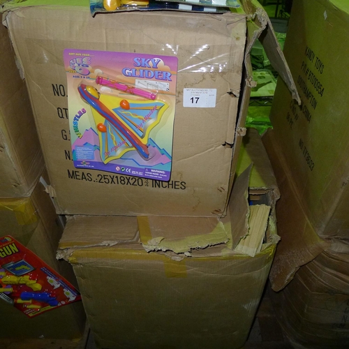 17 - 2 boxes containing toys - sky gliders and space blasters