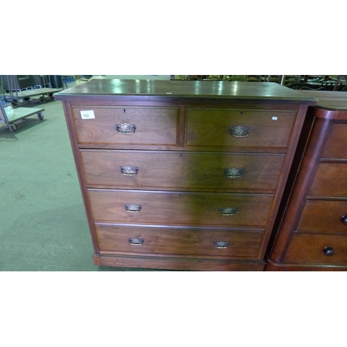 702 - an Edwardian mahogany bedroom chest of two short and three long drawers with brass drop handles