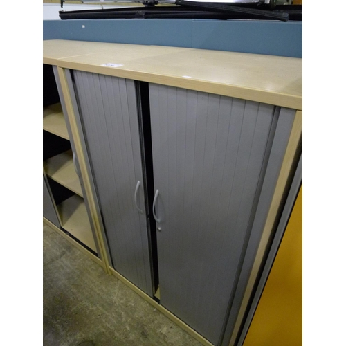 1074 - 1 wood effect / grey shutter front cabinet