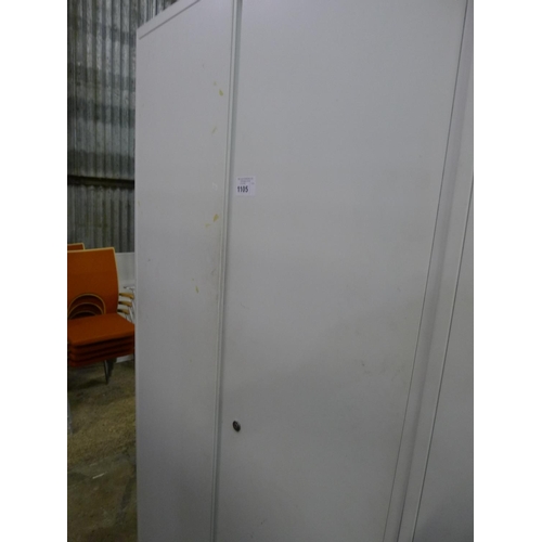 1105 - 1 grey metal 2 door storage cabinet approx 6ft by 3ft