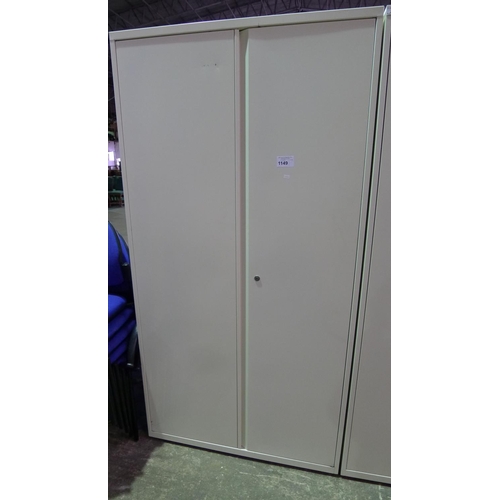 1149 - 1 cream metal two door storage cabinet approx 6ft by 3ft