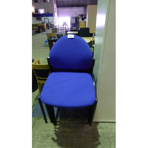 1150 - 6 blue upholstered stacking chairs