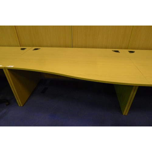 1201 - 1 wood effect wavefront office table with 1 underwork pedestal