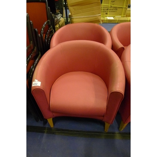 1252 - 2 burgundy upholstered tub type chairs