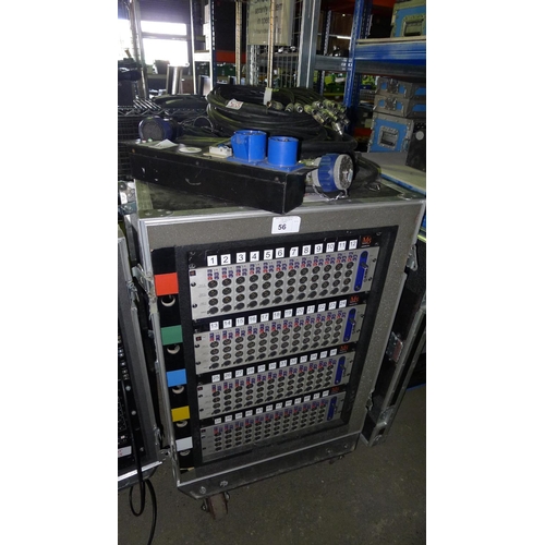 56 - 1 rack mount flight case containing a Klark Teknik 48 channel microphone splitter system comprising ... 