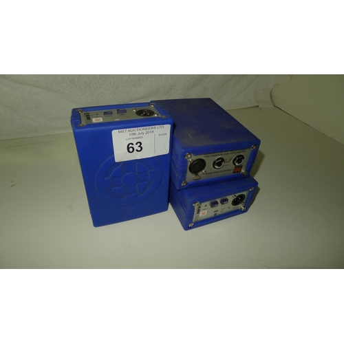 63 - 3 active direct injection boxes by Klark Teknik type DN100