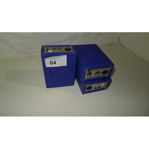 64 - 3 active direct injection boxes by Klark Teknik type DN100