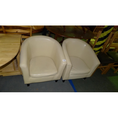 121 - 2 cream upholstered tub type chairs