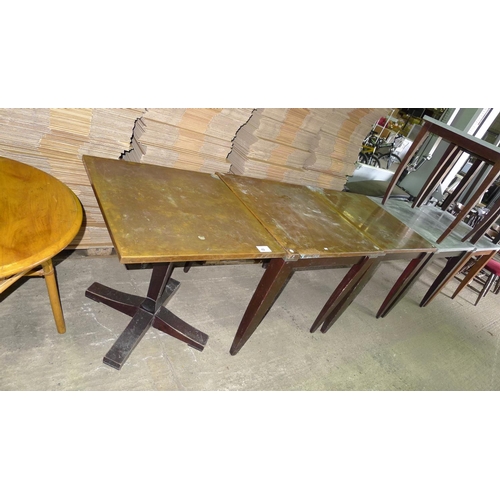 42 - 3 square tables with copper covered tops