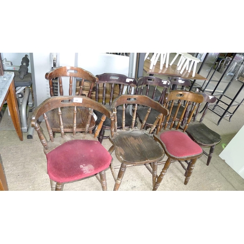 44 - 8 dark wood pub type chairs