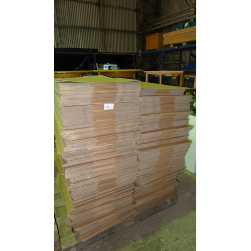 49 - 1 pallet containing a quantity of flat packed cardboard boxes. 51 x 36 x 16 cms