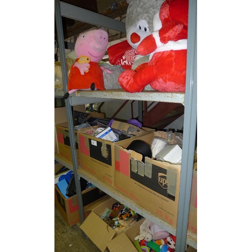 95 - A quantity of various items including toys, soft toys etc. Contents of one bay /3 shelves