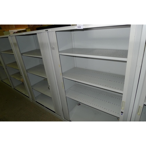 1026 - 2 grey metal shuter front cabinets