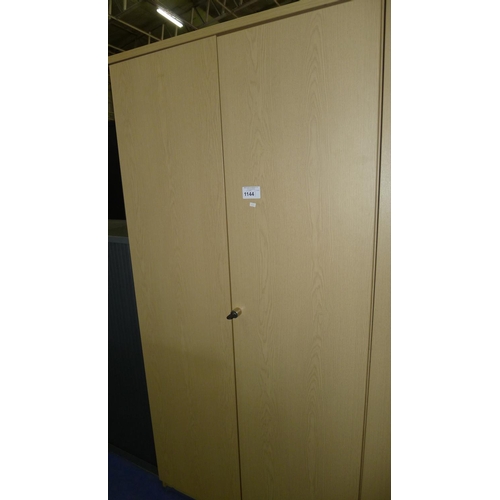 1144 - 1 tall wood effect two door storage cabinet by Morris