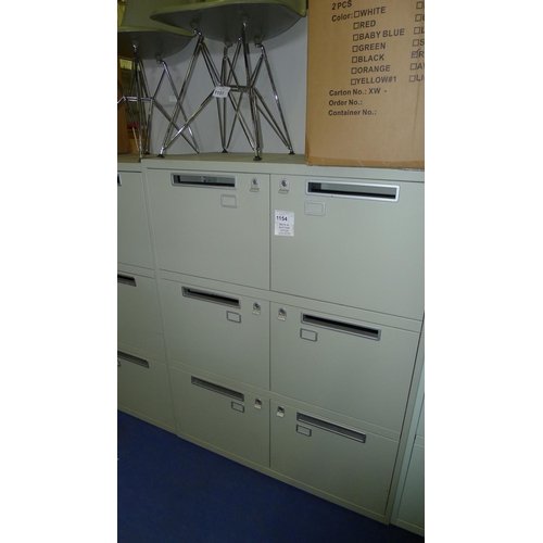 1154 - 1 grey metal six person personnel locker with post slot doors and supplied with all keys