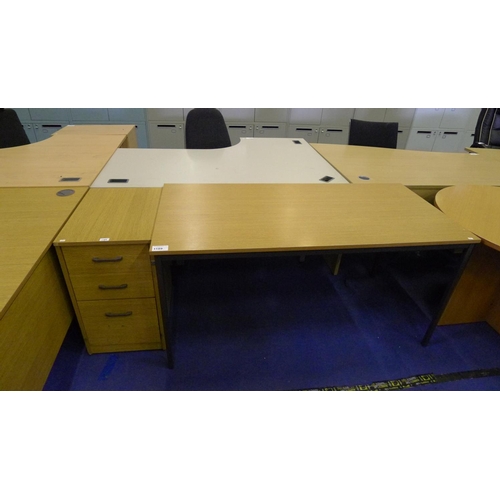 1189 - 1 wood effect rectangular office table and 1 pedestal