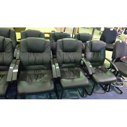 1197 - 6 black upholstered cantilever chairs