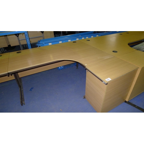 1203 - 1 wood effect corner workstation with full height end pedestal