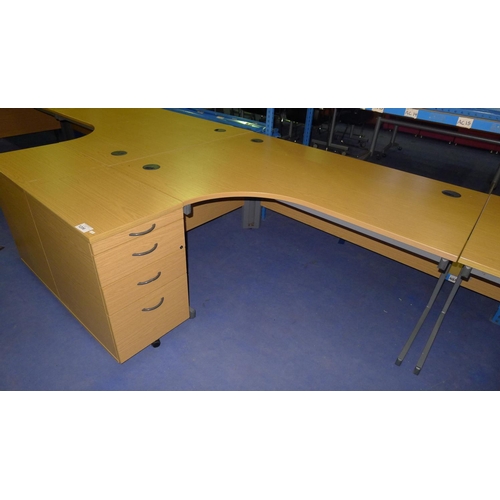 1206 - 1 wood effect corner workstation with full height end pedestal