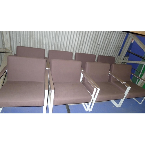 1223 - 8 Brown upholstered reception type seats