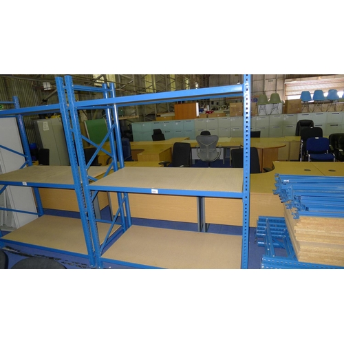 1226 - 1 bay of blue metal boltless stores type racking with chipboard shelves approx 1.65m wide, 2. 1m hig... 