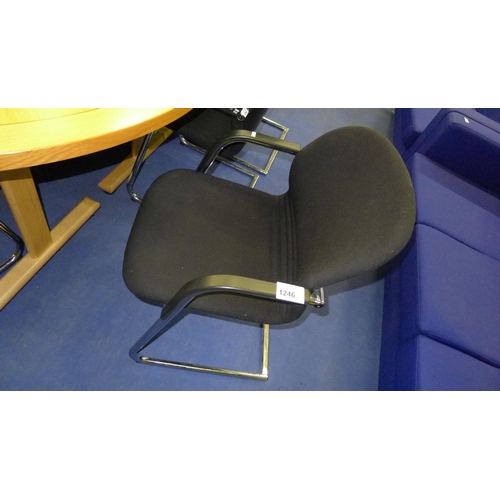 1246 - 8 black upholstered chrome framed cantilever chairs